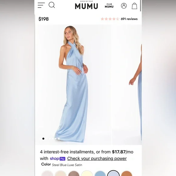 Show Me Your MuMu | Dresses | Mumu Steel Blue Jasmine Halter Maxi Dress |  Poshmark